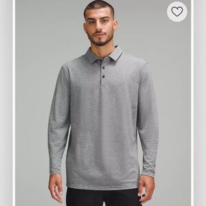 Men’s Lululemon Heathered Black Long Sleeve Evolution Pique Polo Size Large